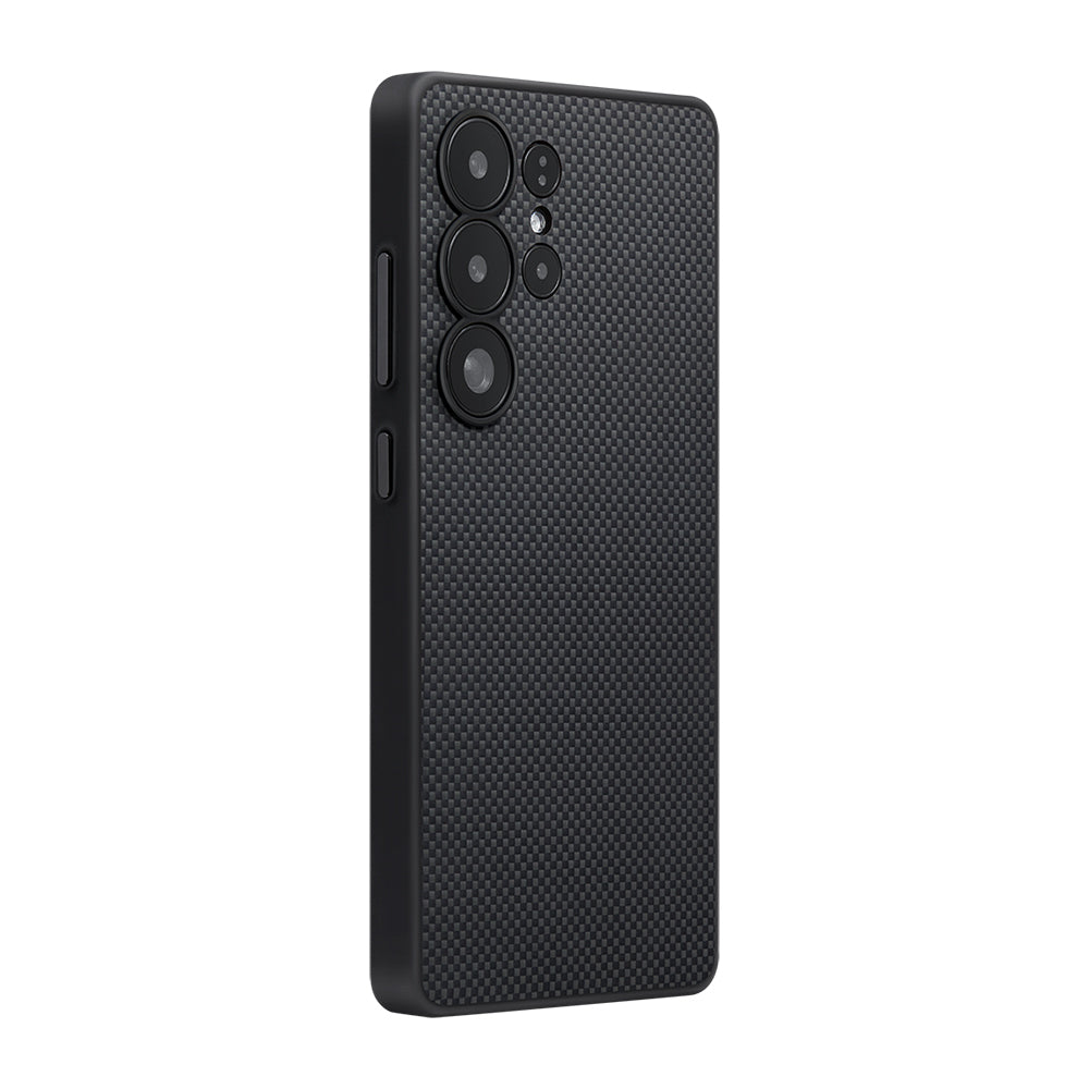 Galaxy S25 Ultra Kılıf M-safe Şarj Özellikli Aramid Karbon Fiber 3 Fonksiyon Butonlu Pitaka PinButton Serisi Kılıf