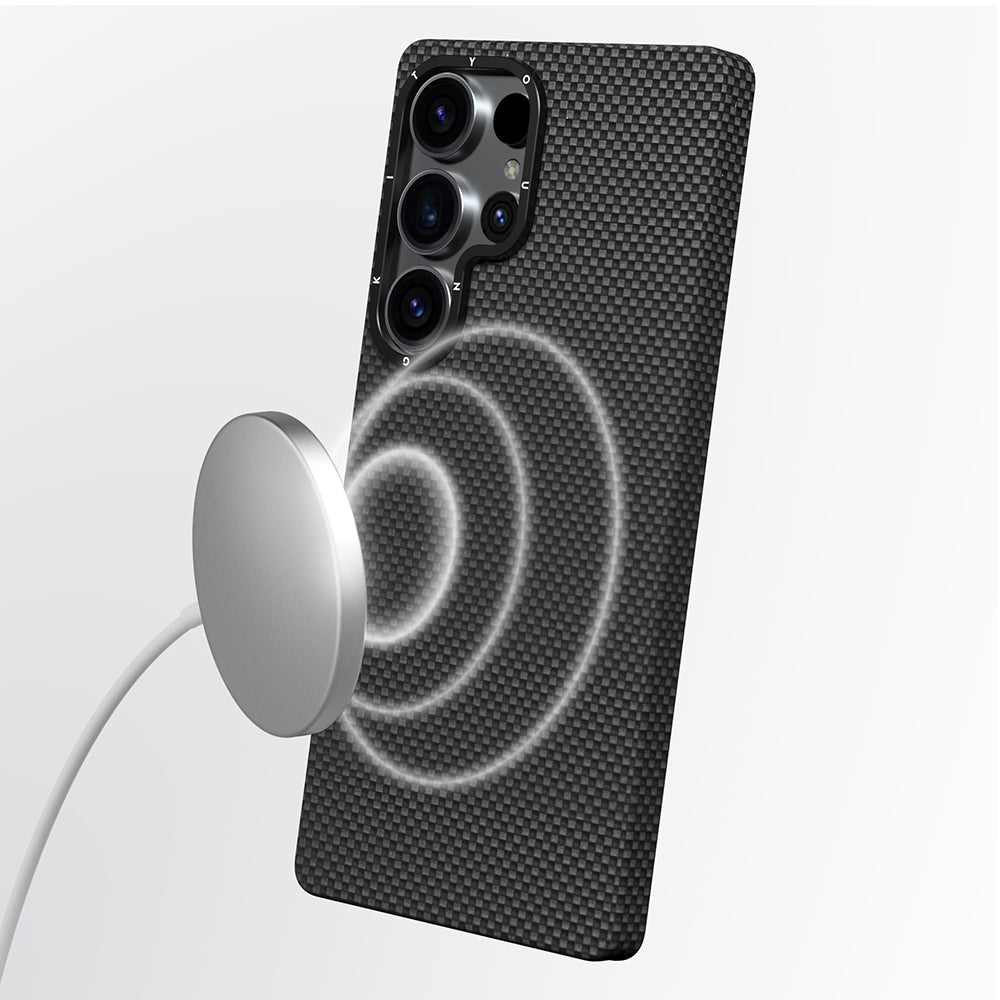 Galaxy S25 Ultra Kılıf M-safe Şarj Özellikli Aramid Fiber Youngkit 1500D Kevlar Extreme Wing Serisi Kılıf