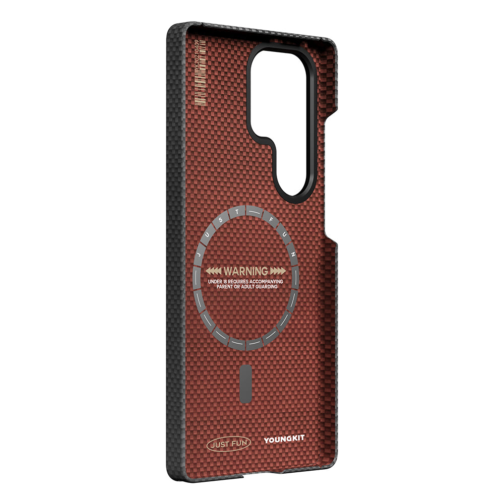 Galaxy S25 Ultra Kılıf M-safe Şarj Özellikli Aramid Fiber Youngkit 1500D Kevlar Extreme Wing Serisi Kılıf