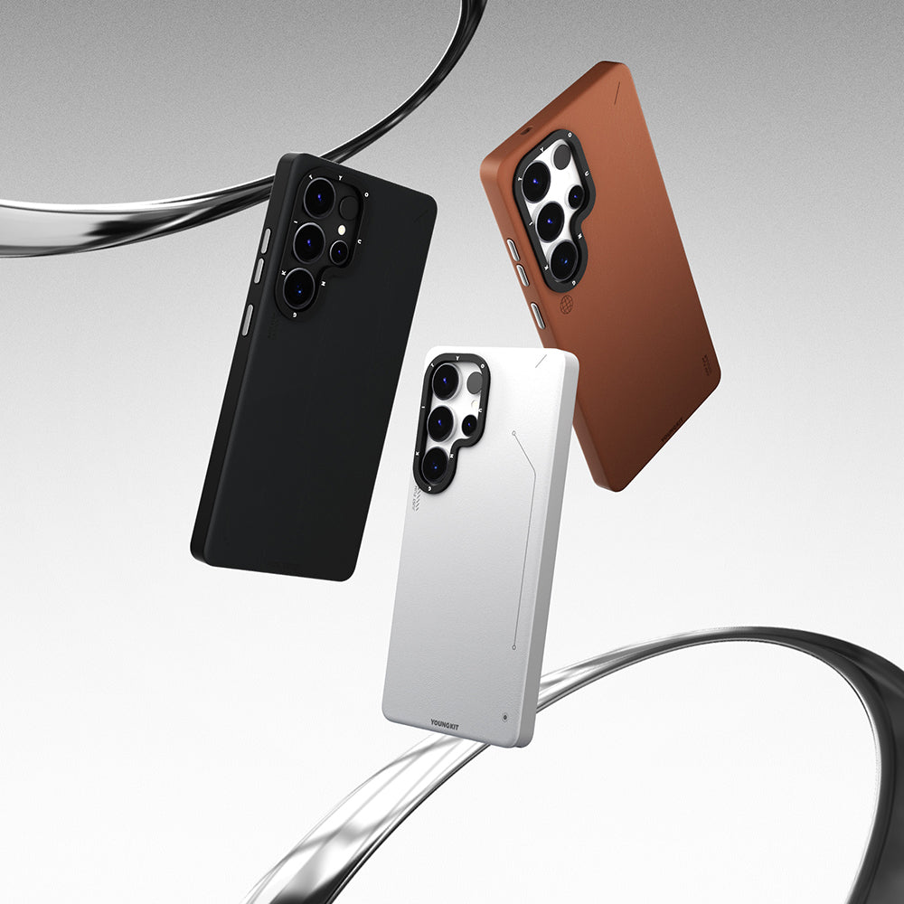 Galaxy S25 Ultra Kılıf M-safe Şarj Özellikli Basit Mat Deri Desenli Youngkit Tech Fashion Serisi Kılıf