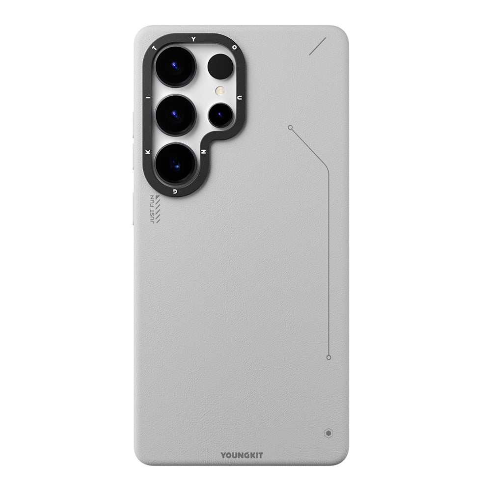 Galaxy S25 Ultra Kılıf M-safe Şarj Özellikli Basit Mat Deri Desenli Youngkit Tech Fashion Serisi Kılıf