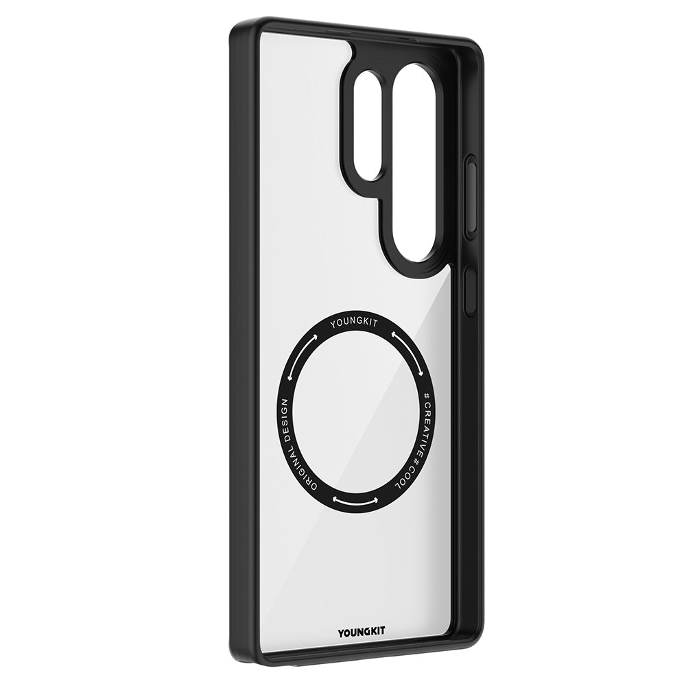 Galaxy S25 Ultra Kılıf M-safe Şarj Özellikli Cam Arka Yüzey TPU Youngkit Gemstone Serisi Kılıf