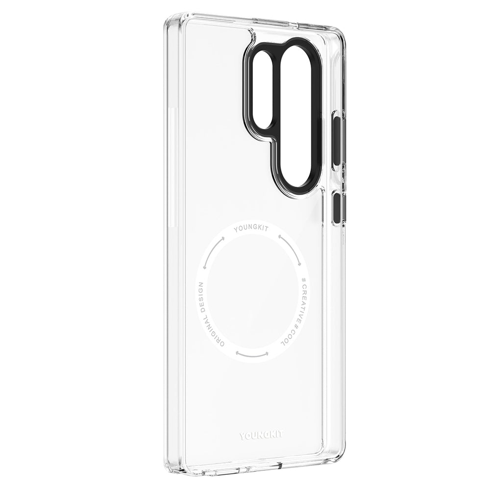 Galaxy S25 Ultra Kılıf M-safe Şarj Özellikli Cam Arka Yüzey TPU Youngkit Gemstone Serisi Kılıf