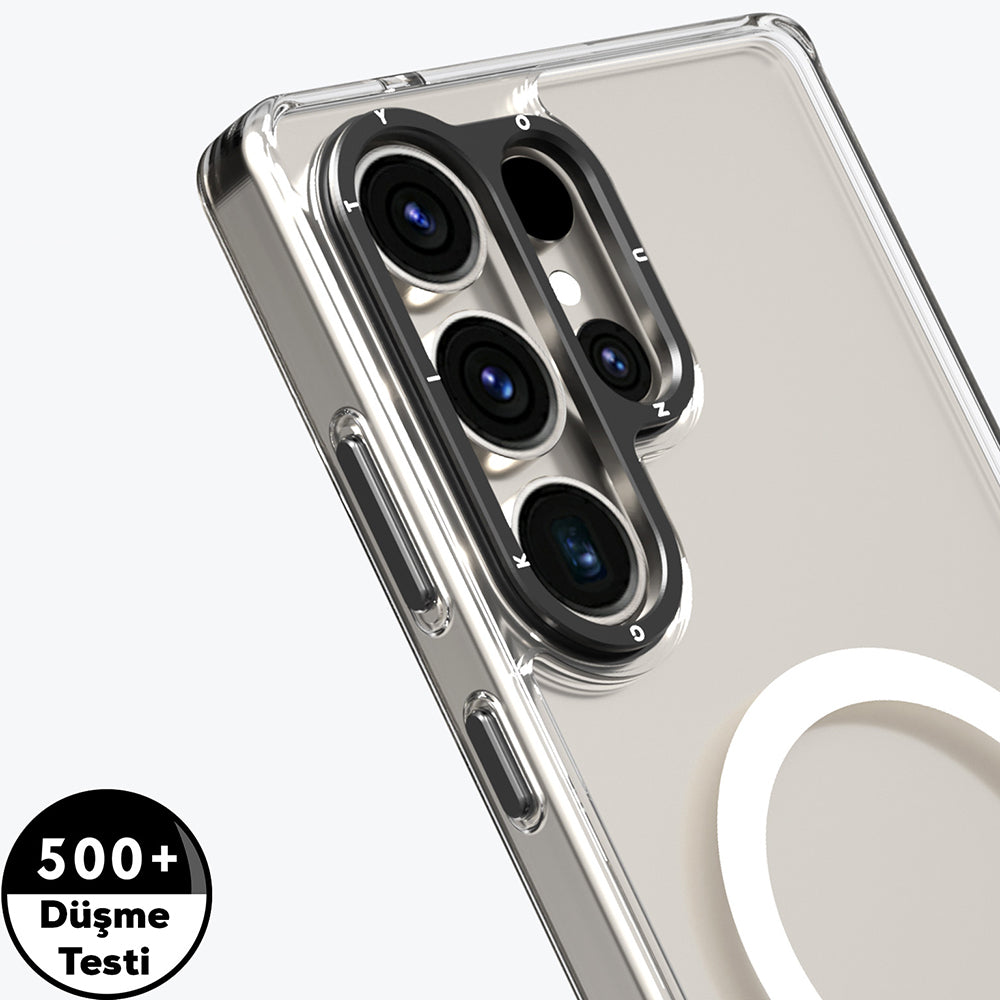 Galaxy S25 Ultra Kılıf M-safe Şarj Özellikli Cam Arka Yüzey TPU Youngkit Gemstone Serisi Kılıf