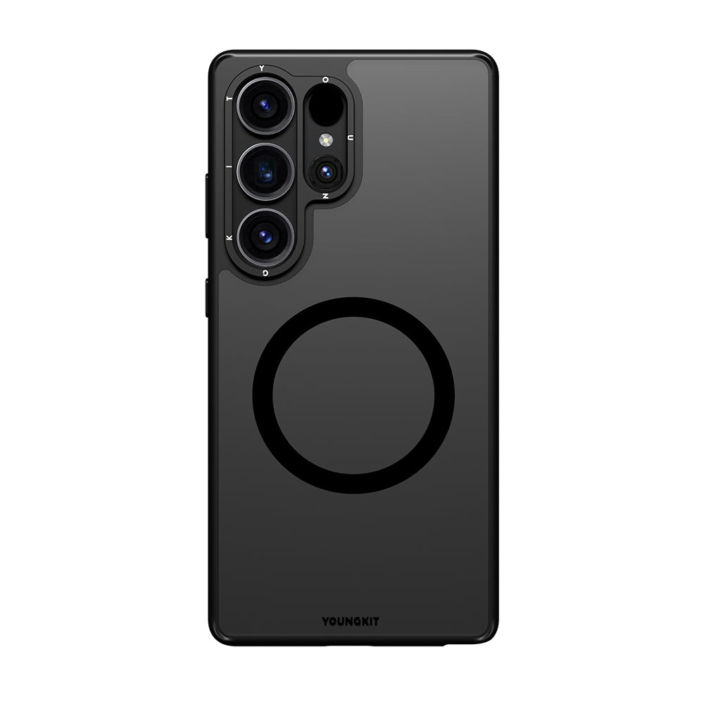 Galaxy S25 Ultra Kılıf M-safe Şarj Özellikli Cam Arka Yüzey TPU Youngkit Gemstone Serisi Kılıf