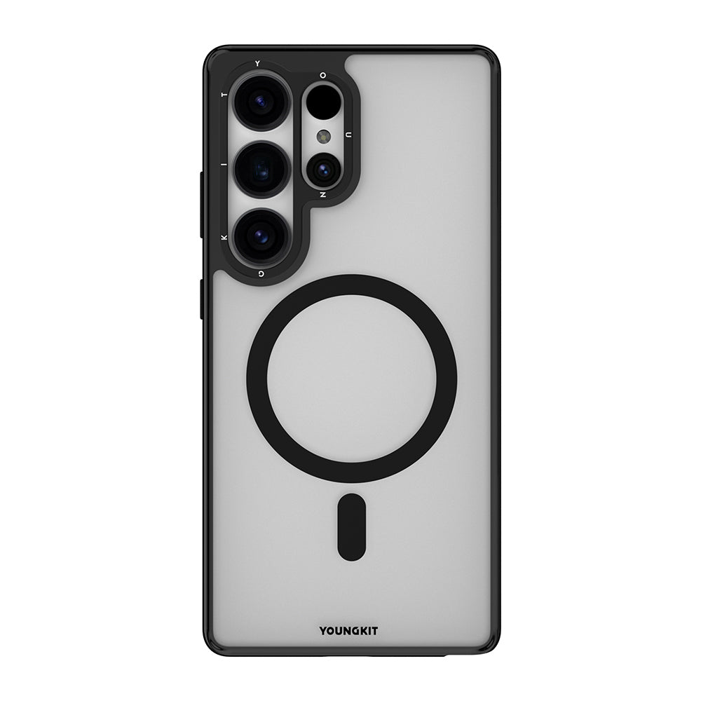 Galaxy S25 Ultra Kılıf M-safe Şarj Özellikli Cam Arka Yüzey TPU Youngkit Gemstone Serisi Kılıf
