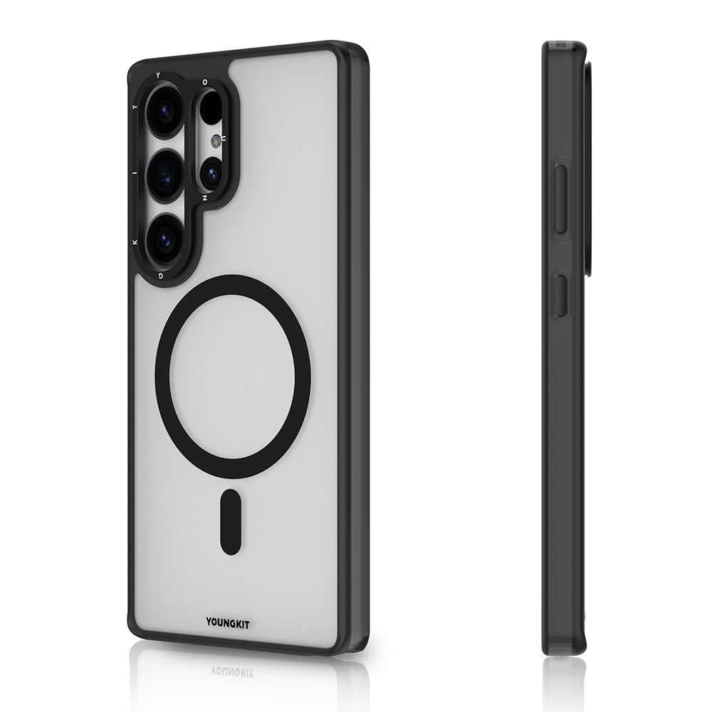 Galaxy S25 Ultra Kılıf M-safe Şarj Özellikli Cam Arka Yüzey TPU Youngkit Gemstone Serisi Kılıf