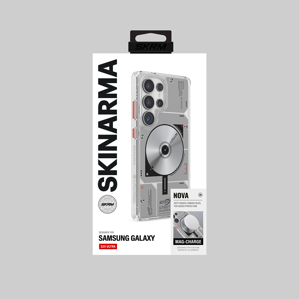 Galaxy S25 Ultra Kılıf M-safe Şarj Özellikli Disk Desenli Airbag Tasarımlı Skinarma Nova Kılıf