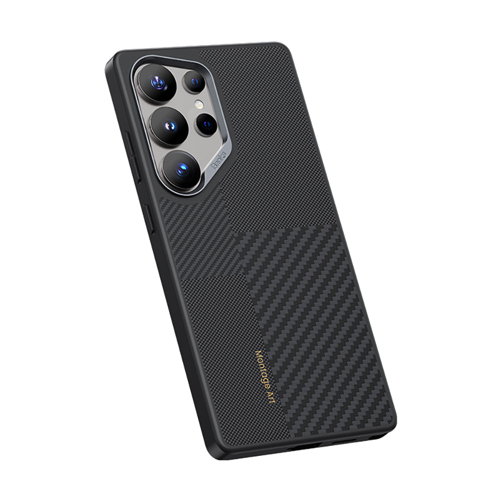 Galaxy S25 Ultra Kılıf M-safe Şarj Özellikli Karbon Fiber Benks Montage Hybrid ArmorPro Kevlar Kılıf