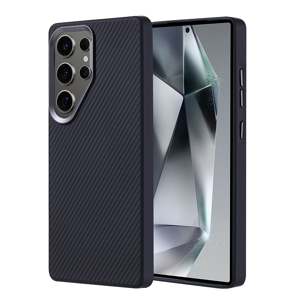 Galaxy S25 Ultra Kılıf M-safe Şarj Özellikli Karbon Fiber Görünümlü Zore Troy Kılıf