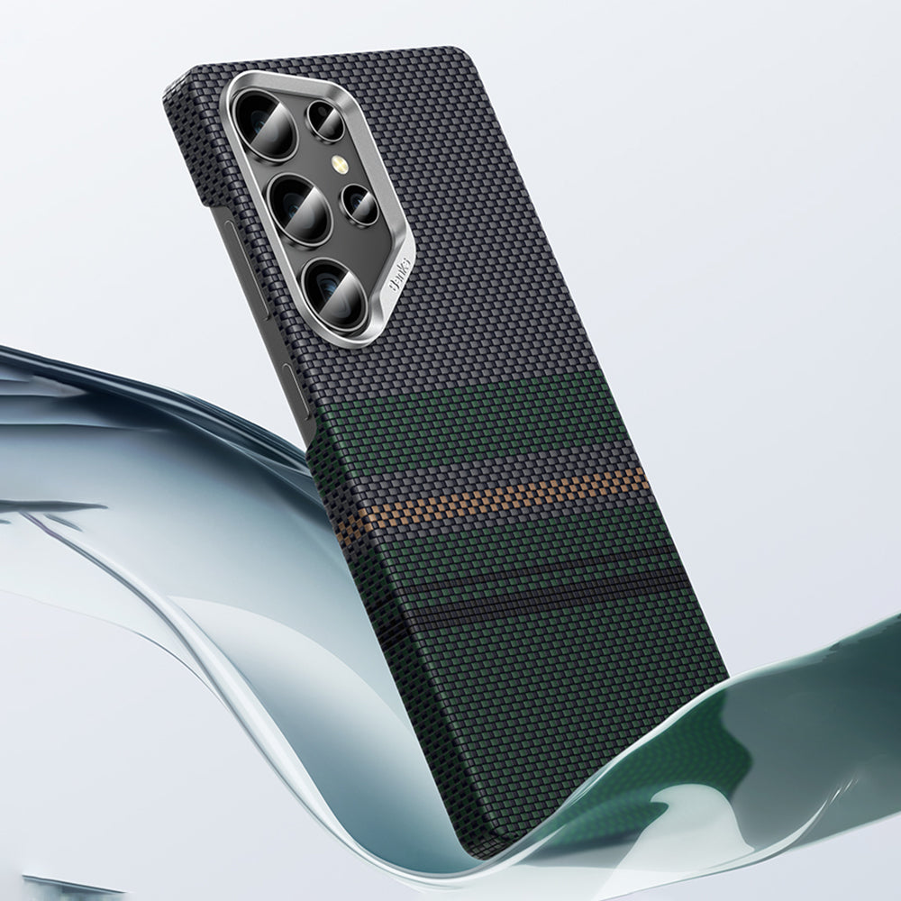 Galaxy S25 Ultra Kılıf M-safe Şarj Özellikli Karbon Fiber Tasarımlı Benks Aurora ArmorAir Kevlar Kılıf