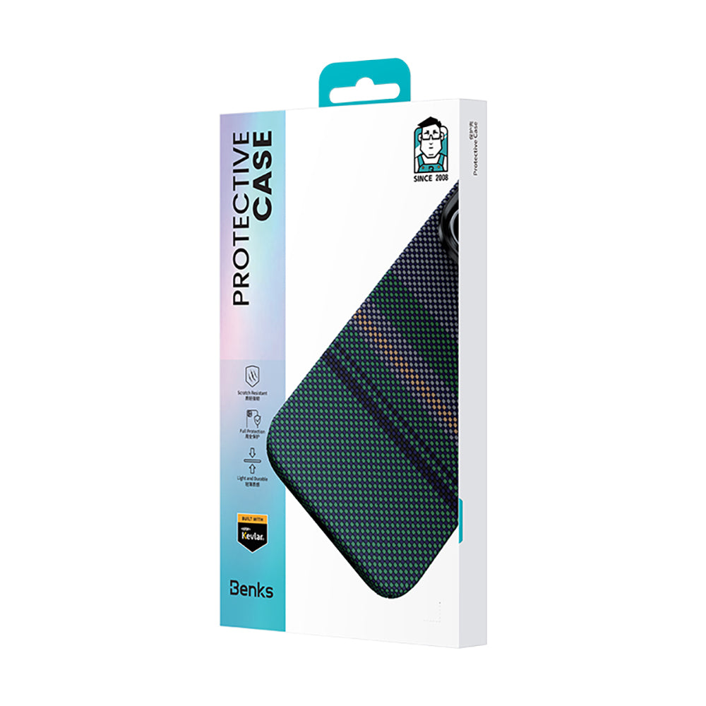 Galaxy S25 Ultra Kılıf M-safe Şarj Özellikli Karbon Fiber Tasarımlı Benks Aurora ArmorAir Kevlar Kılıf