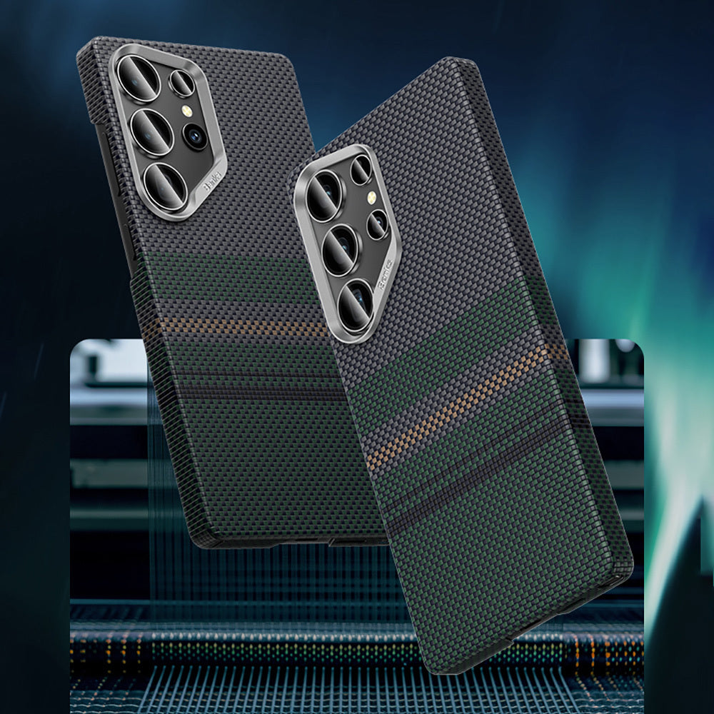 Galaxy S25 Ultra Kılıf M-safe Şarj Özellikli Karbon Fiber Tasarımlı Benks Aurora ArmorAir Kevlar Kılıf