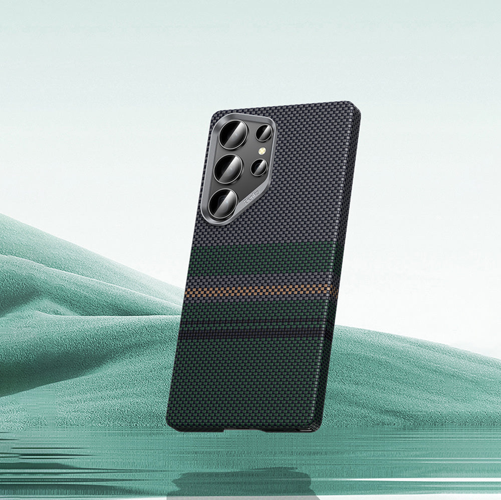 Galaxy S25 Ultra Kılıf M-safe Şarj Özellikli Karbon Fiber Tasarımlı Benks Aurora ArmorAir Kevlar Kılıf