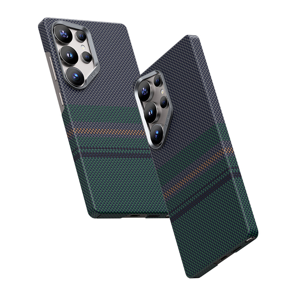 Galaxy S25 Ultra Kılıf M-safe Şarj Özellikli Karbon Fiber Tasarımlı Benks Aurora ArmorAir Kevlar Kılıf