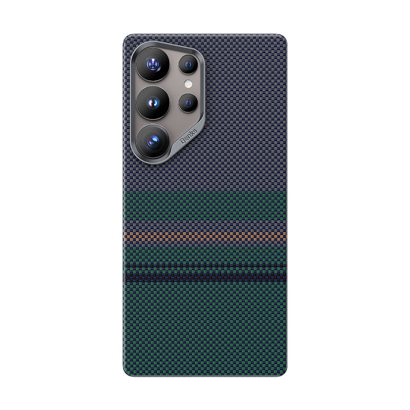 Galaxy S25 Ultra Kılıf M-safe Şarj Özellikli Karbon Fiber Tasarımlı Benks Aurora ArmorAir Kevlar Kılıf