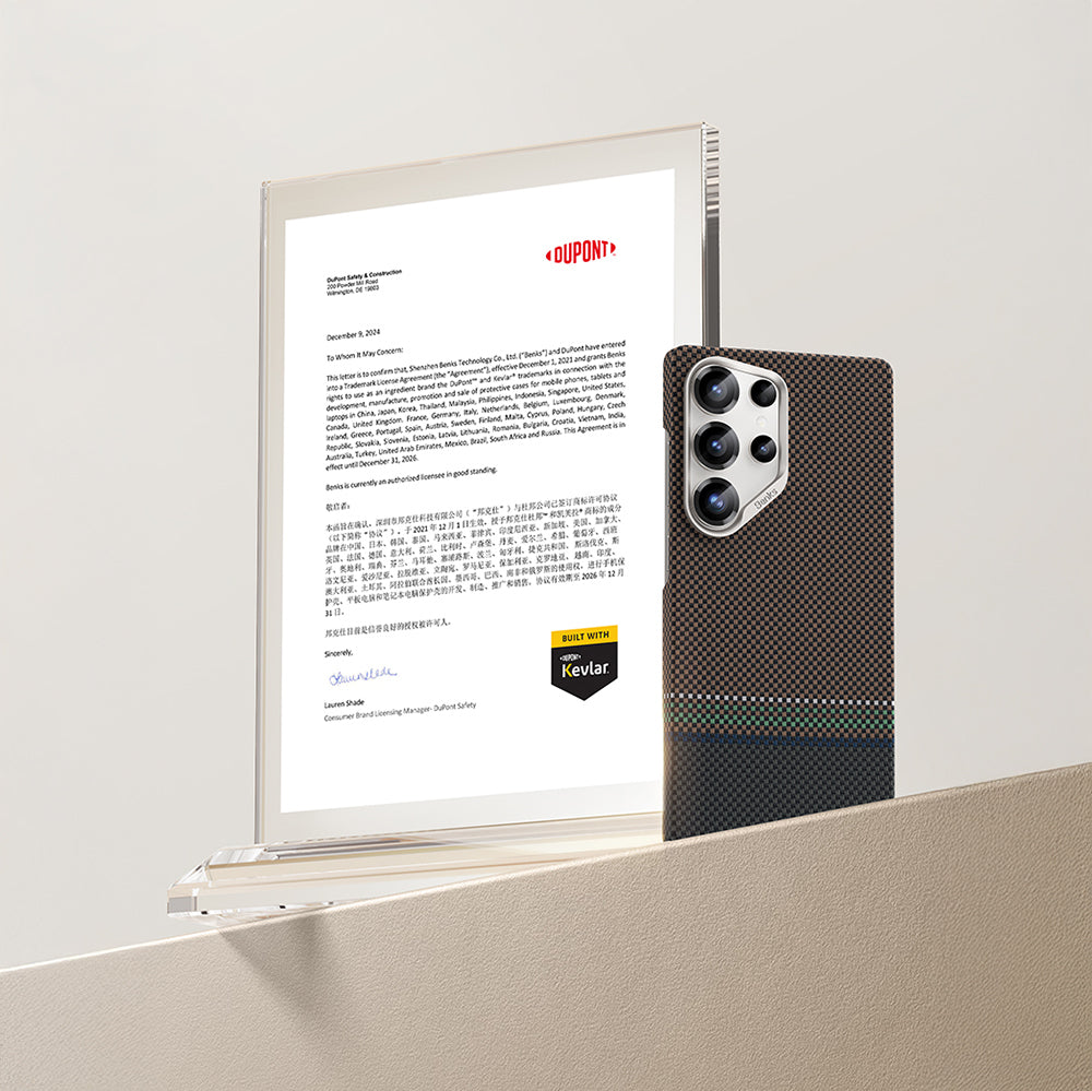 Galaxy S25 Ultra Kılıf M-safe Şarj Özellikli Karbon Fiber Tasarımlı Benks Prestige ArmorAir Kevlar Kılıf