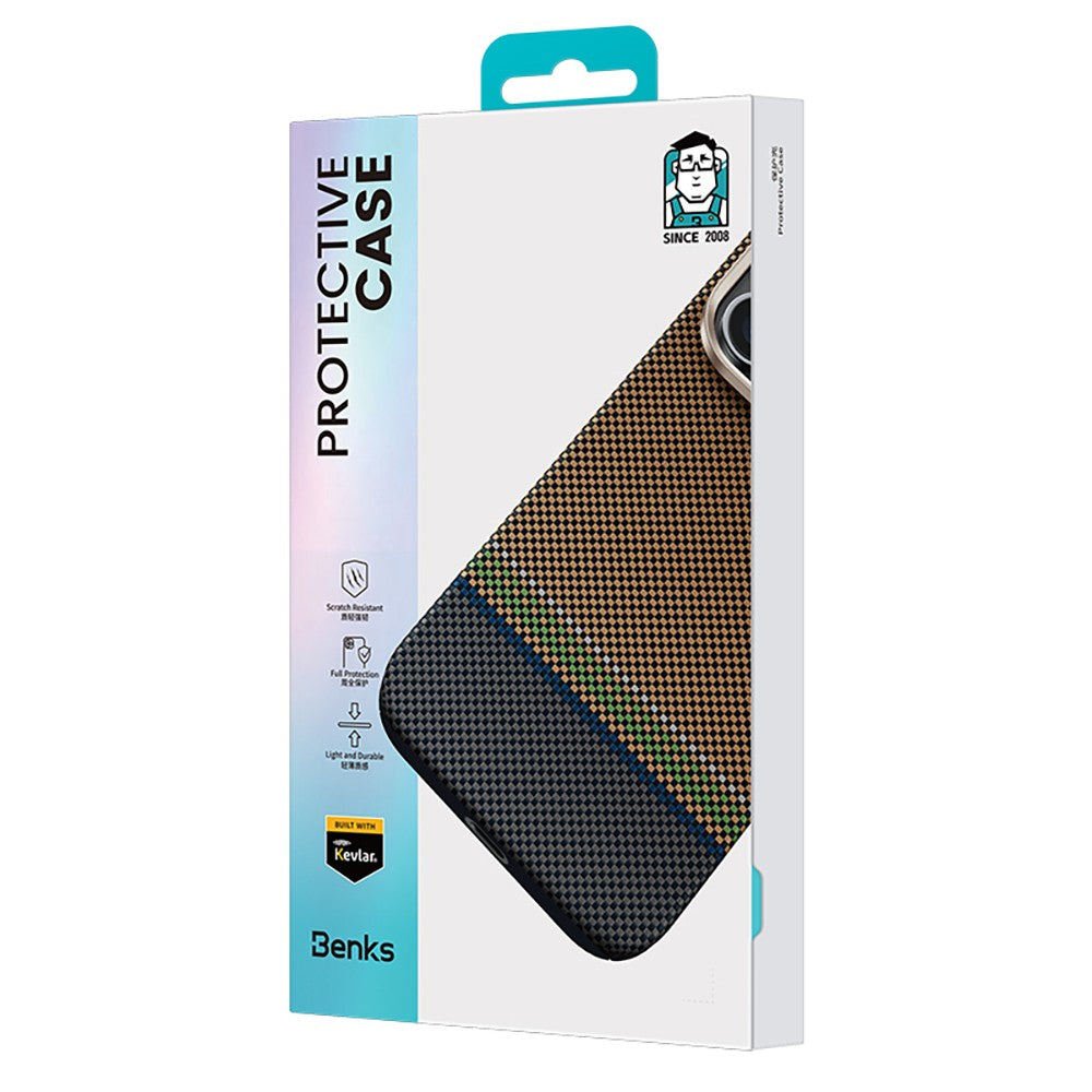 Galaxy S25 Ultra Kılıf M-safe Şarj Özellikli Karbon Fiber Tasarımlı Benks Prestige ArmorAir Kevlar Kılıf