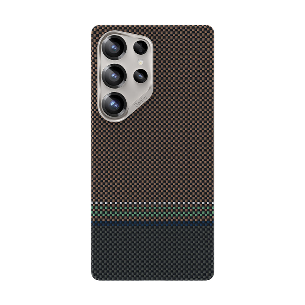Galaxy S25 Ultra Kılıf M-safe Şarj Özellikli Karbon Fiber Tasarımlı Benks Prestige ArmorAir Kevlar Kılıf