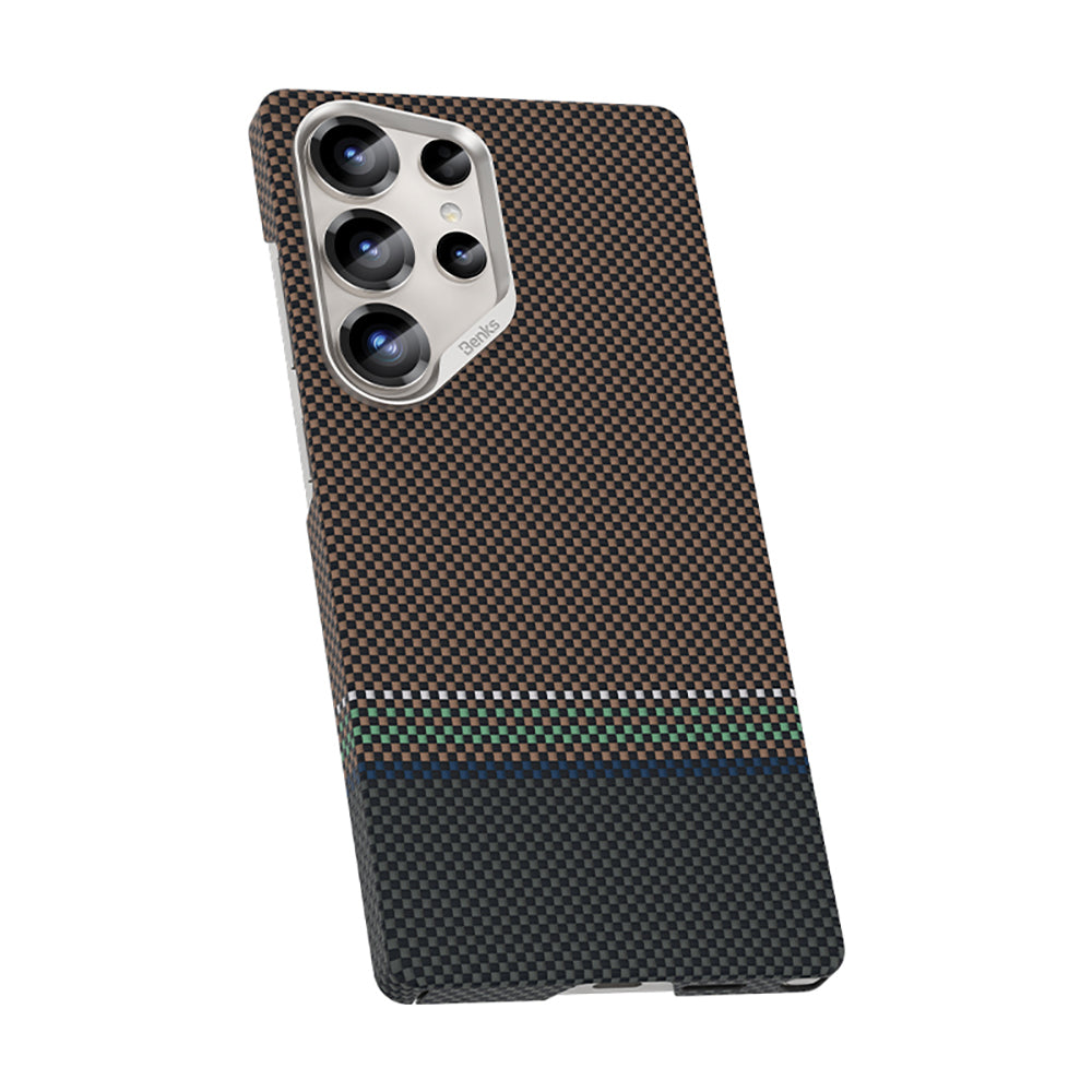 Galaxy S25 Ultra Kılıf M-safe Şarj Özellikli Karbon Fiber Tasarımlı Benks Prestige ArmorAir Kevlar Kılıf