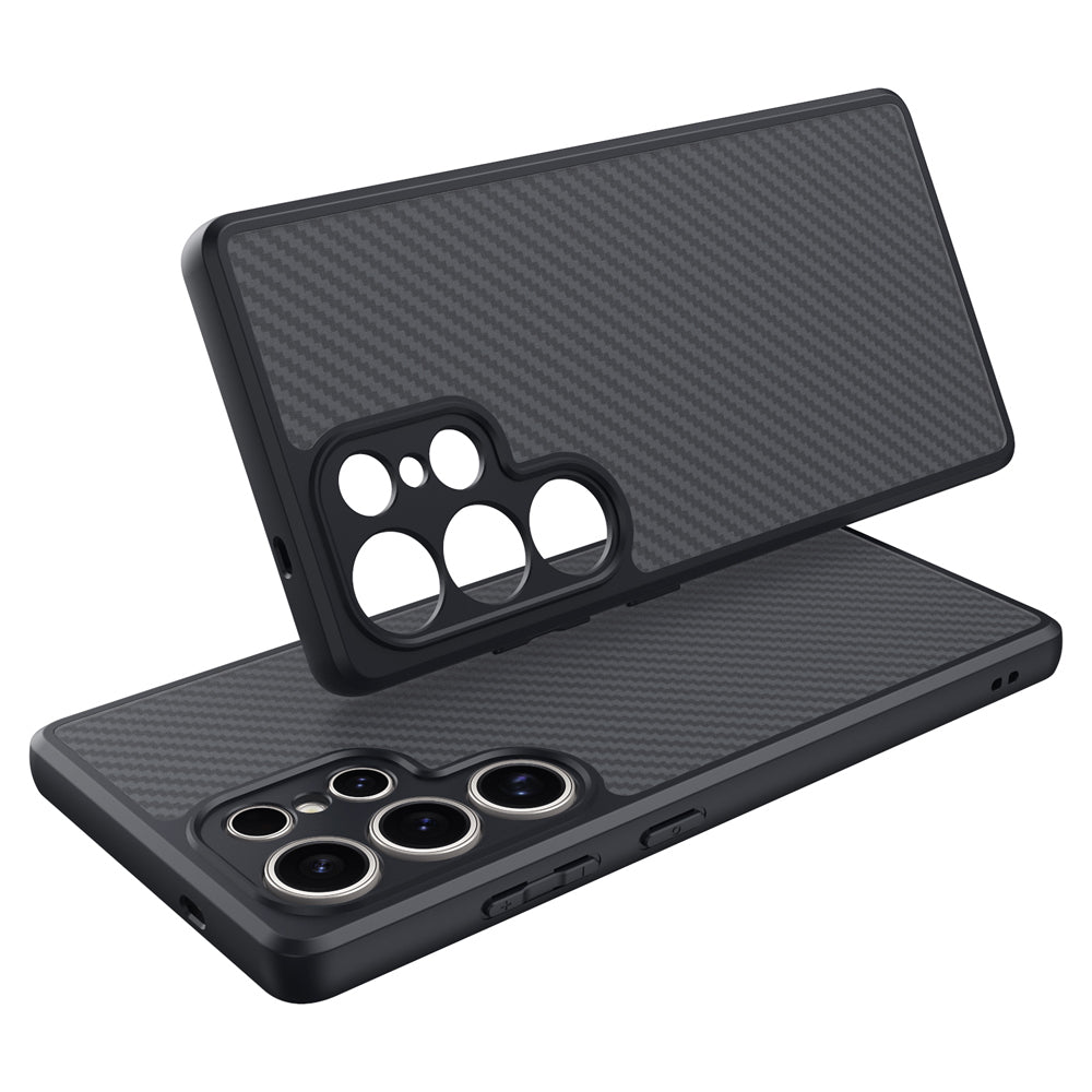 Galaxy S25 Ultra Kılıf M-safe Şarj Özellikli Karbon Fiber Tasarımlı Zore Elnino Kılıf