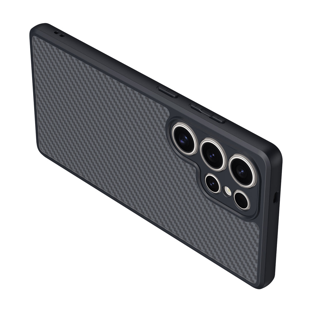 Galaxy S25 Ultra Kılıf M-safe Şarj Özellikli Karbon Fiber Tasarımlı Zore Elnino Kılıf