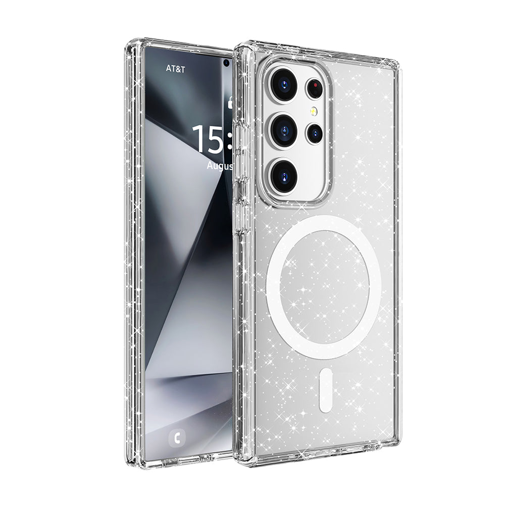 Galaxy S25 Ultra Kılıf M-safe Şarj Özellikli Parlayan Simli Saydam Renkli Zore Allstar Kılıf