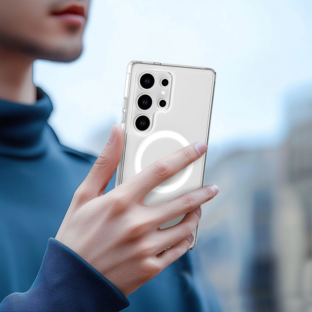 Galaxy S25 Ultra Kılıf M-safe Şarj Özellikli Raptic Crystal M-safe Serisi Şeffaf Kılıf