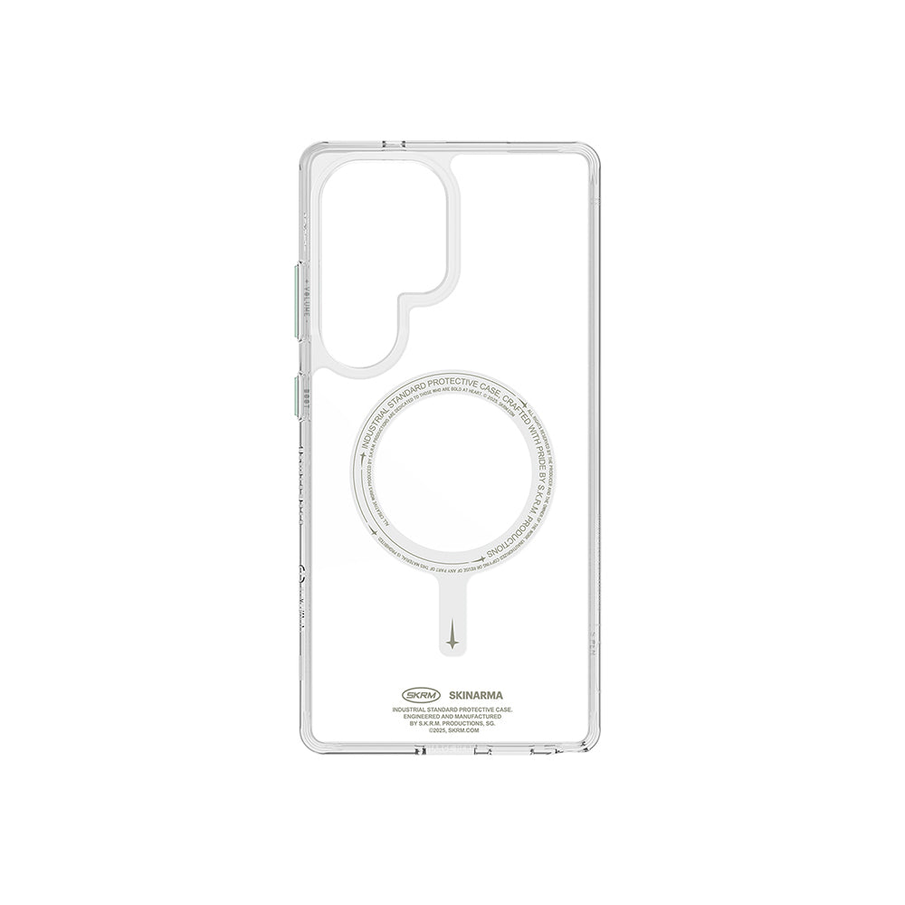 Galaxy S25 Ultra Kılıf M-safe Şarj Özellikli Şeffaf Airbag Tasarımlı Skinarma Saido Nightglow Kılıf