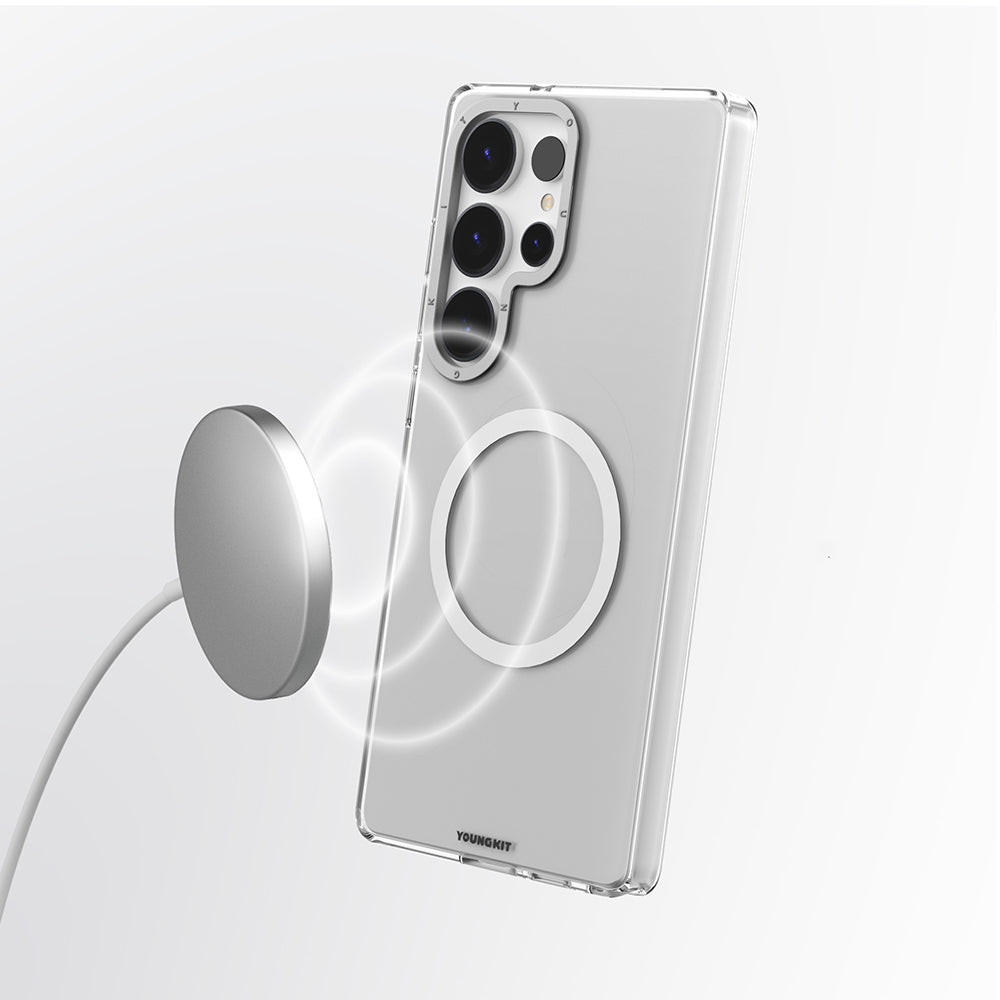 Galaxy S25 Ultra Kılıf M-safe Şarj Özellikli Şeffaf Youngkit Crystal Shield Serisi Kılıf
