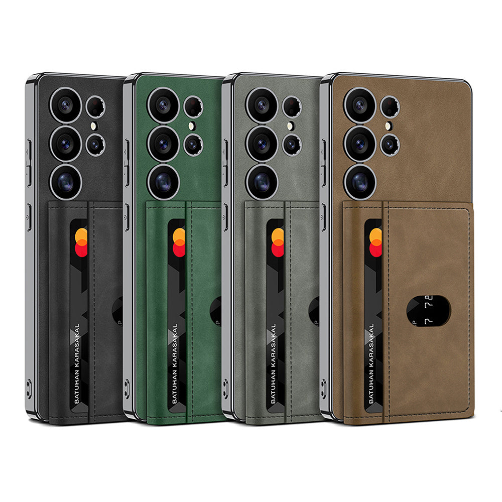 Galaxy S25 Ultra Kılıf M-safe Şarj Özellikli Suni Deri Tasarımlı Zore Kıpta Ayrılabilen Kartlıklı Kılıf