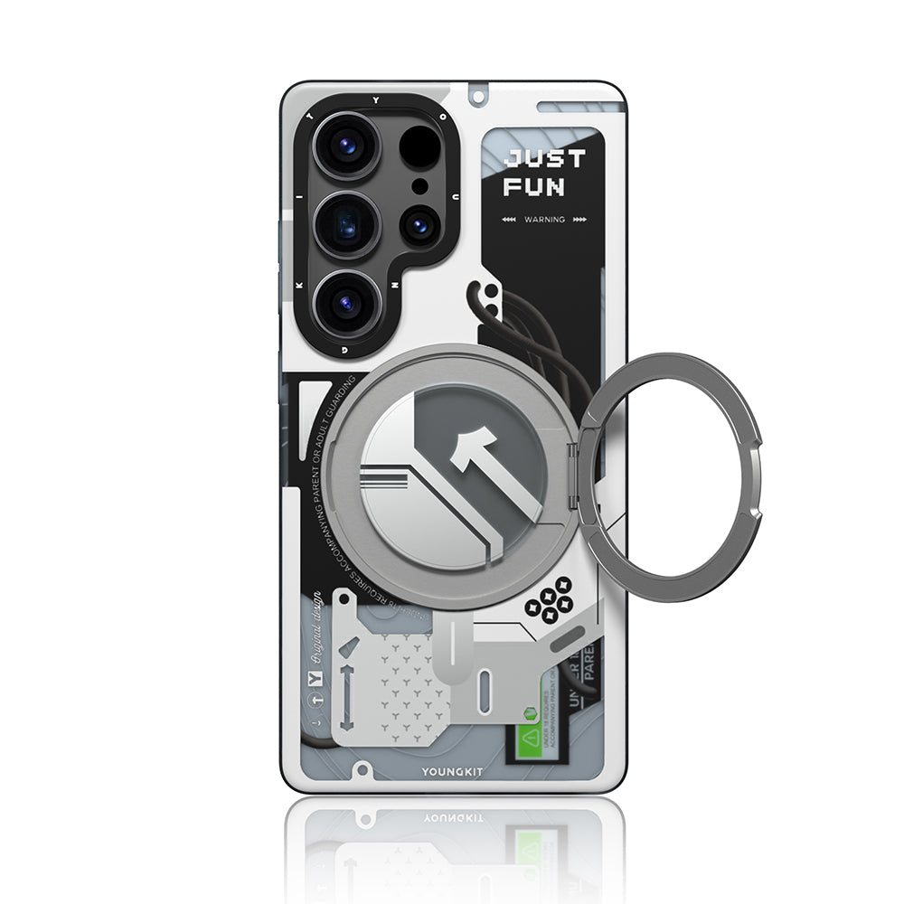 Galaxy S25 Ultra Kılıf M-safe Şarj Özellikli Youngkit 360° Standlı Starship Serisi Kılıf