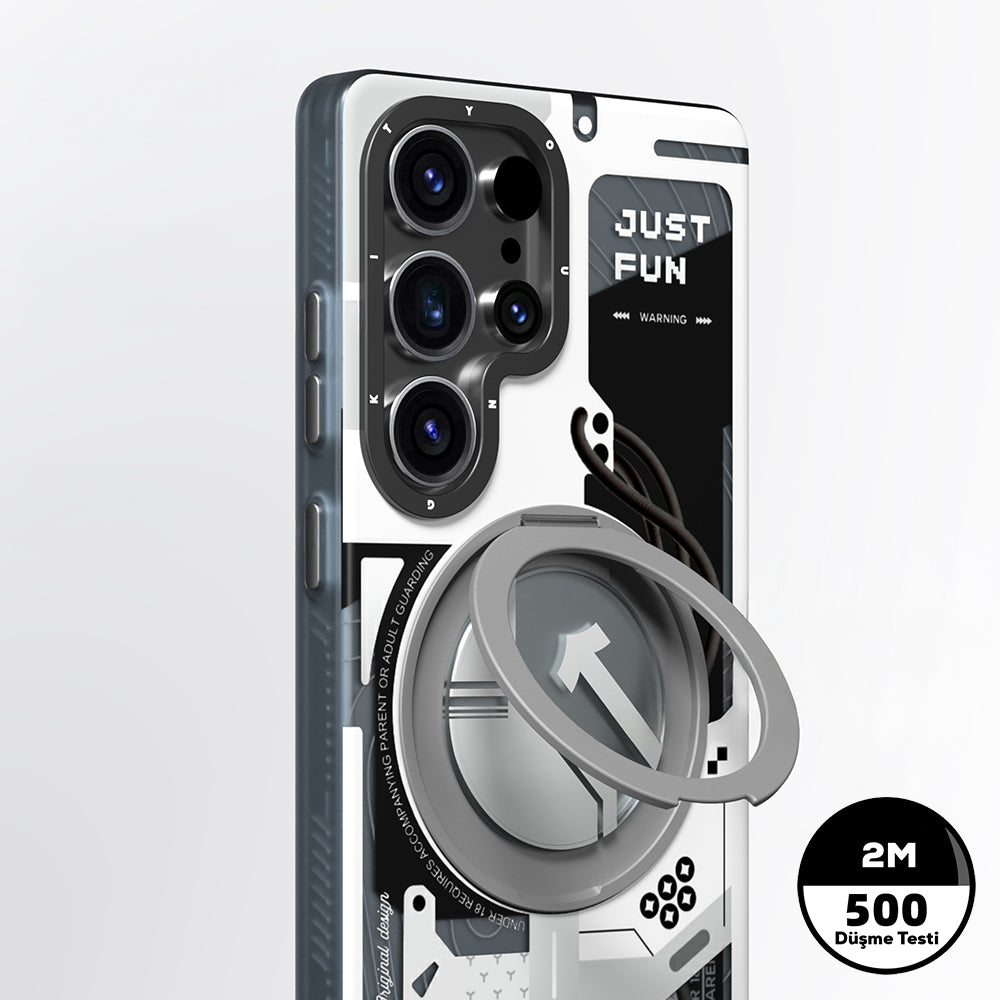 Galaxy S25 Ultra Kılıf M-safe Şarj Özellikli Youngkit 360° Standlı Starship Serisi Kılıf