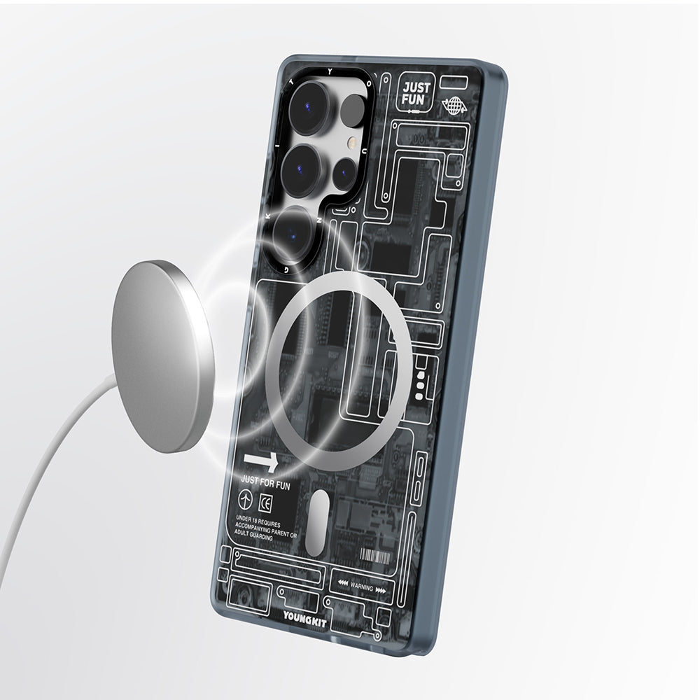 Galaxy S25 Ultra Kılıf M-safe Şarj Özellikli YoungKit Technology Serisi Kılıf