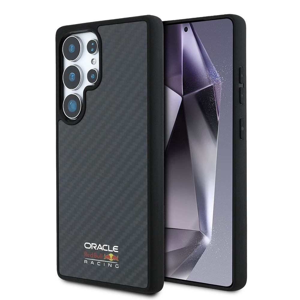 Galaxy S25 Ultra Kılıf Redbull Orijinal Lisanslı M-safe Şarj Özellikli Karbon Fiber Tasarımlı Parlayan Logolu Kılıf