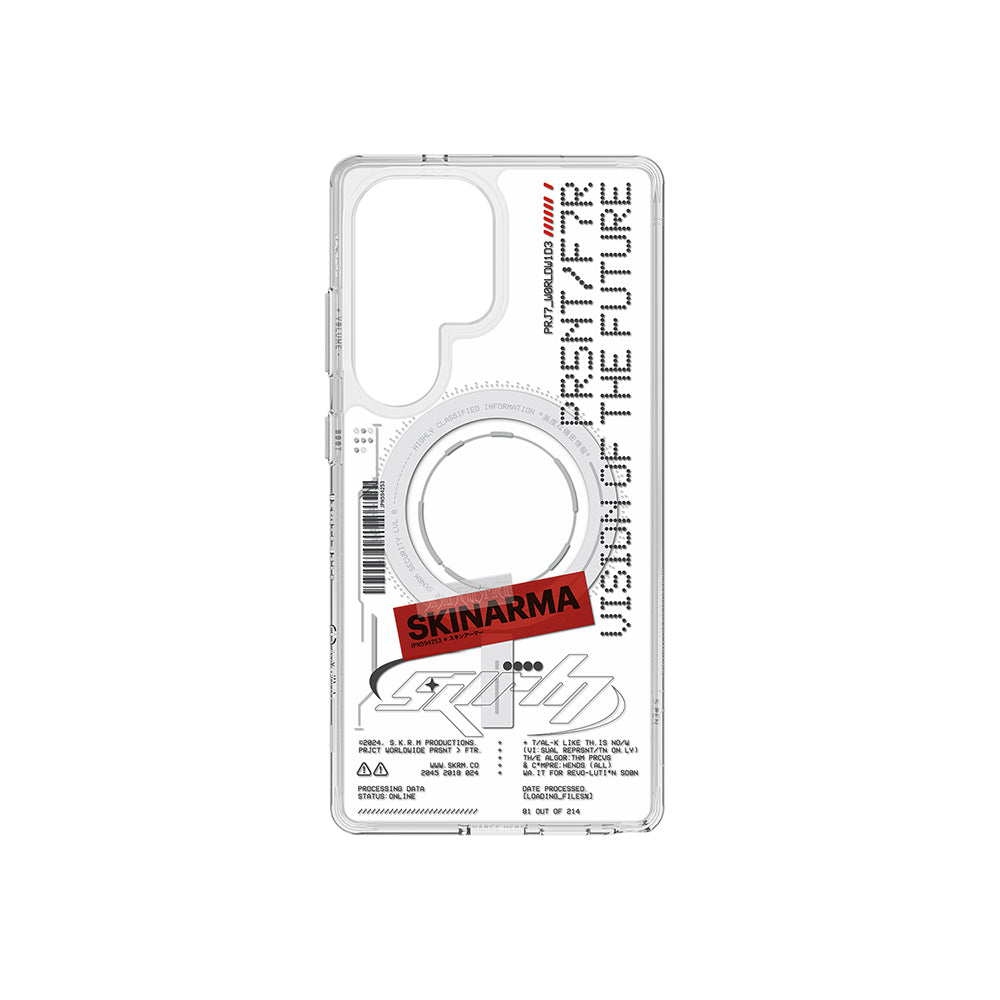 Galaxy S25 Ultra Kılıf Skinarma M-safe Şarj Özellikli Yazı Desenli Airbag Tasarımlı Orion Kılıf