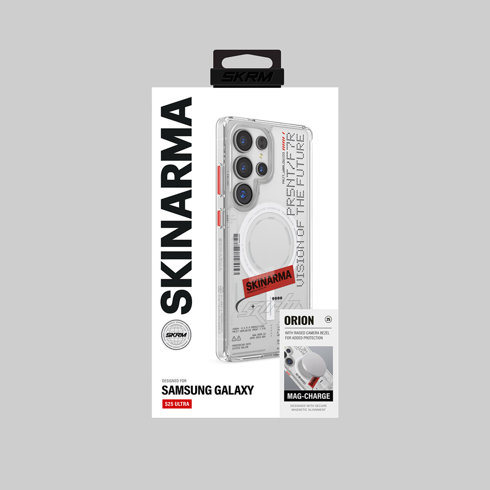 Galaxy S25 Ultra Kılıf Skinarma M-safe Şarj Özellikli Yazı Desenli Airbag Tasarımlı Orion Kılıf