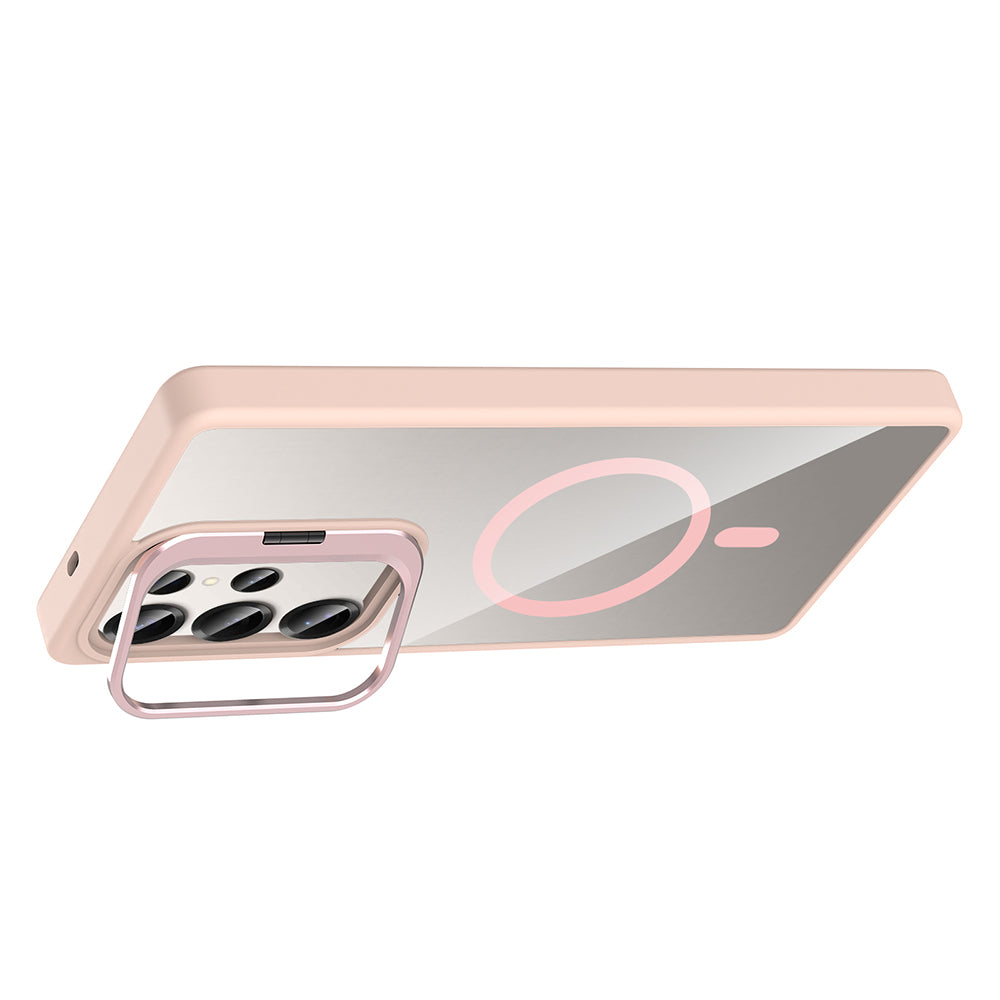 Galaxy S25 Ultra Kılıf Standlı ve Kamera Lens Hediyeli M-Safe Şarj Özellikli Zore Etro Kılıf