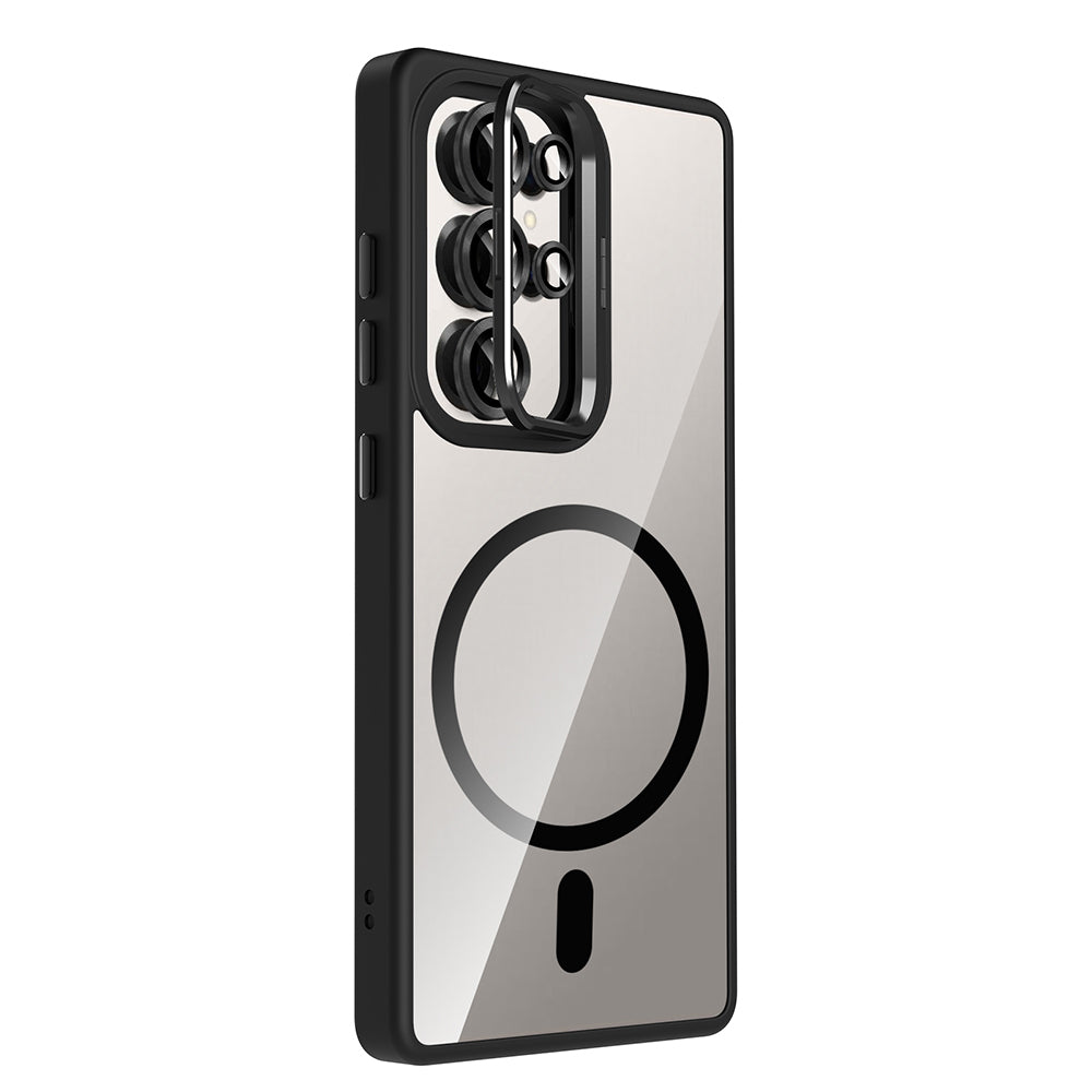 Galaxy S25 Ultra Kılıf Standlı ve Kamera Lens Hediyeli M-Safe Şarj Özellikli Zore Etro Kılıf