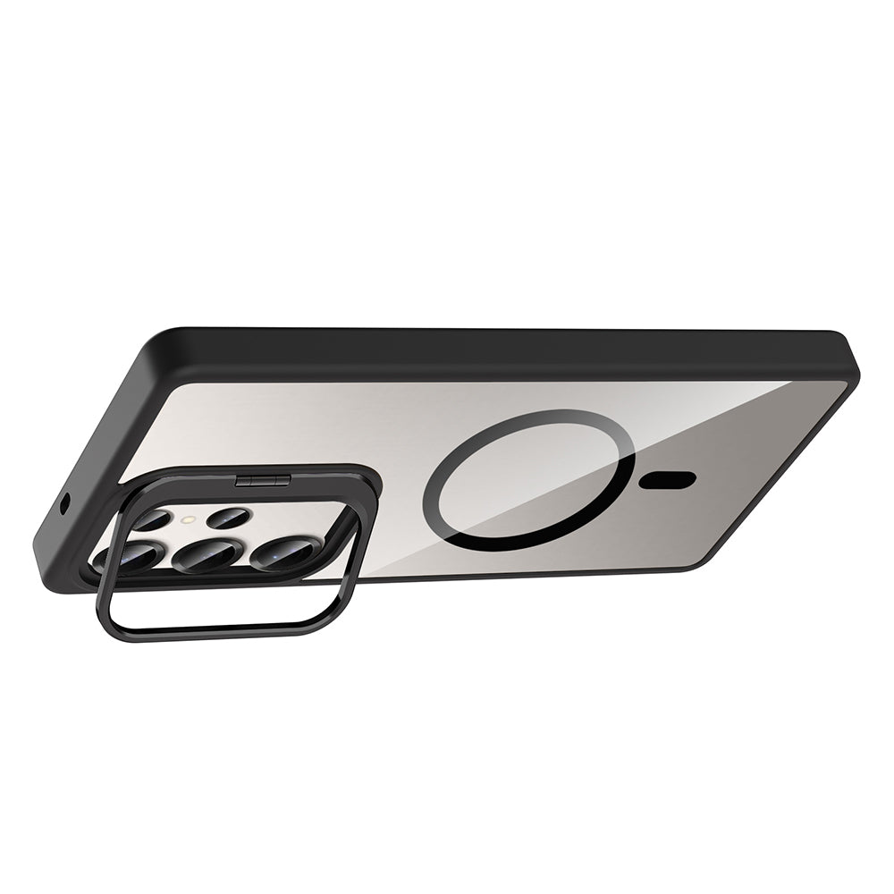 Galaxy S25 Ultra Kılıf Standlı ve Kamera Lens Hediyeli M-Safe Şarj Özellikli Zore Etro Kılıf