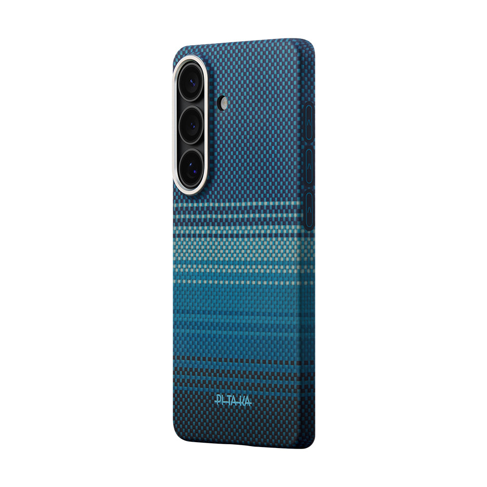 Galaxy S26 Kılıf M-safe Şarj Özellikli Aramid Karbon Fiber Pitaka Tactile Woven Sunset-Moonrise Serisi Kılıf