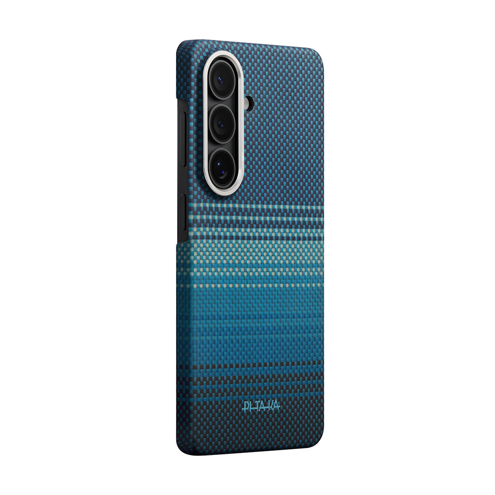 Galaxy S26 Kılıf M-safe Şarj Özellikli Aramid Karbon Fiber Pitaka Tactile Woven Sunset-Moonrise Serisi Kılıf