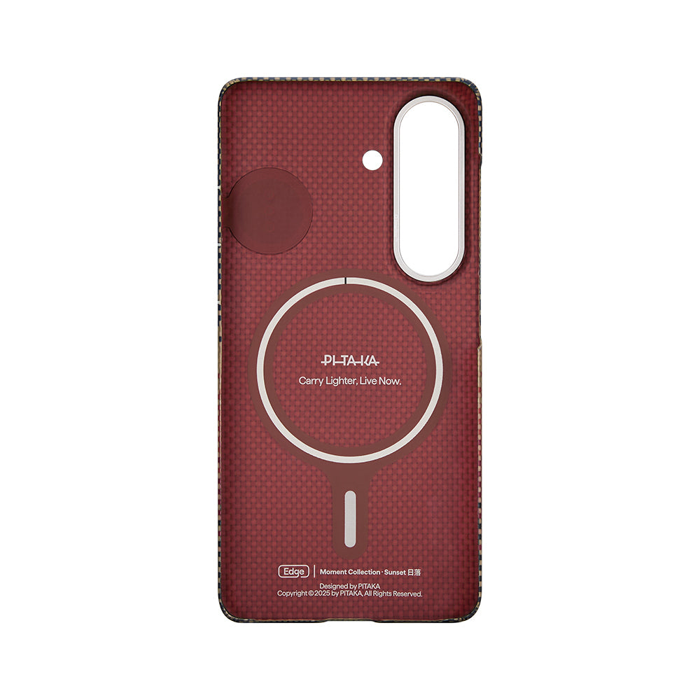 Galaxy S26 Kılıf M-safe Şarj Özellikli Aramid Karbon Fiber Pitaka Tactile Woven Sunset-Moonrise Serisi Kılıf