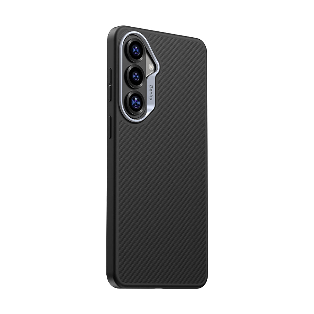Galaxy S26 Plus Kılıf Karbon Fiber M-safe Şarj Özellikli Benks Hybrid ArmorPro 600D Kevlar Kılıf