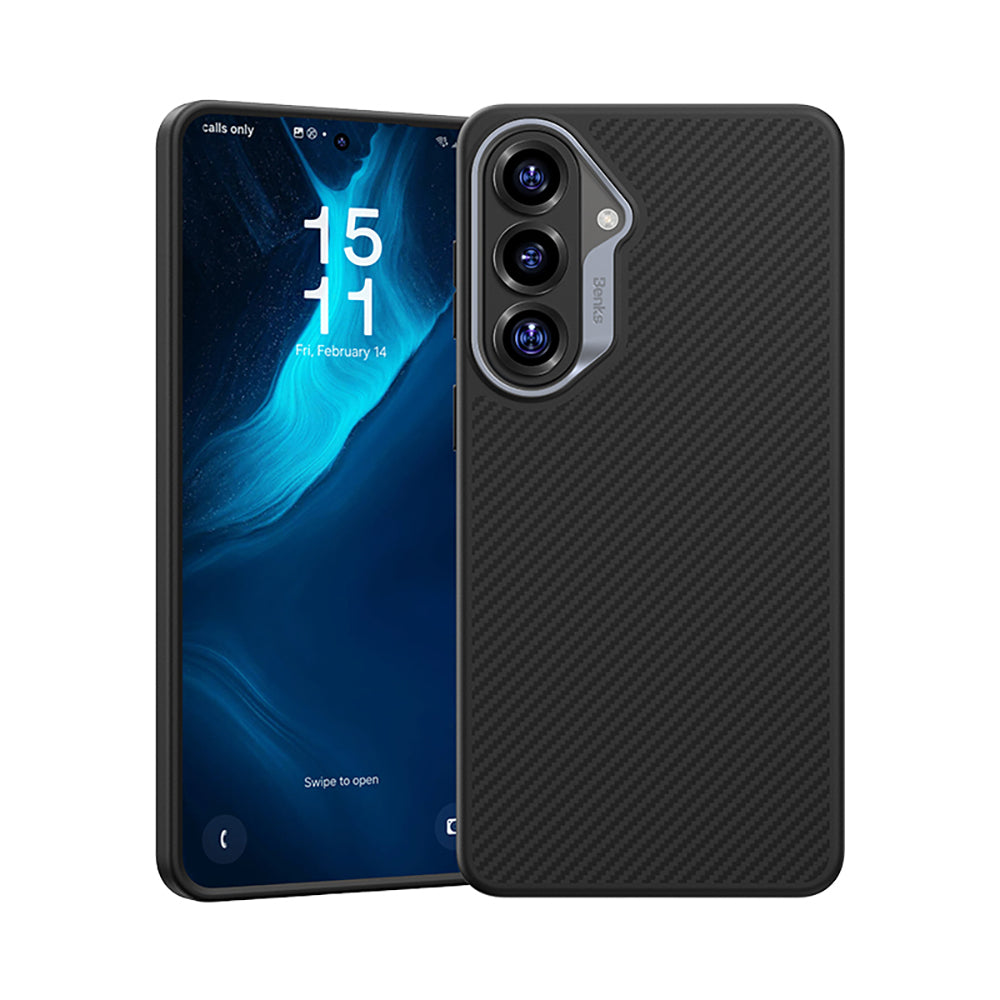 Galaxy S26 Plus Kılıf Karbon Fiber M-safe Şarj Özellikli Benks Hybrid ArmorPro 600D Kevlar Kılıf