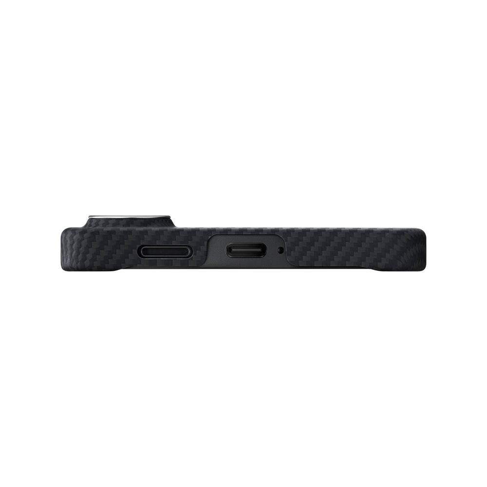 Galaxy S26 Plus Kılıf M-safe Şarj Özellikli 600D Aramid Karbon Fiber Pitaka Edge Serisi Black-Grey Twill Kılıf