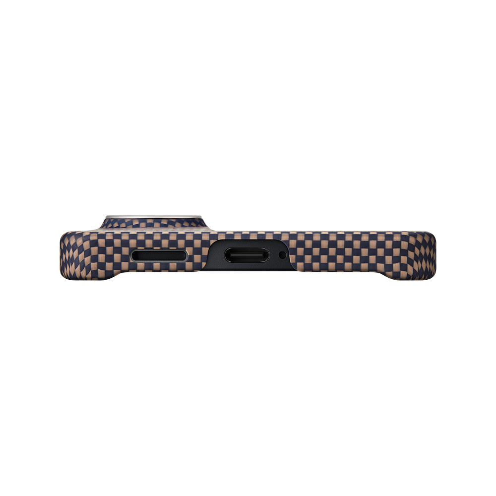 Galaxy S26 Plus Kılıf M-safe Şarj Özellikli Aramid Karbon Fiber Pitaka Tactile Woven Sunset-Moonrise Serisi Kılıf