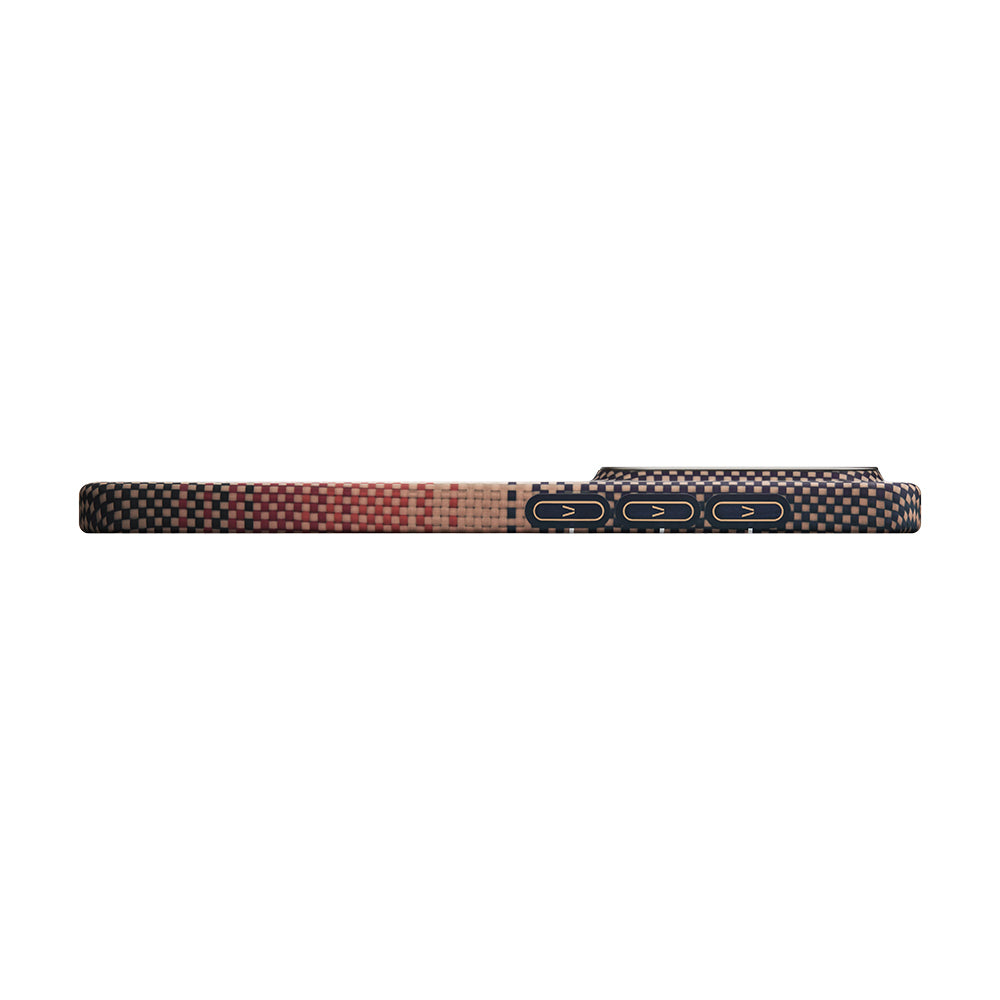 Galaxy S26 Plus Kılıf M-safe Şarj Özellikli Aramid Karbon Fiber Pitaka Tactile Woven Sunset-Moonrise Serisi Kılıf