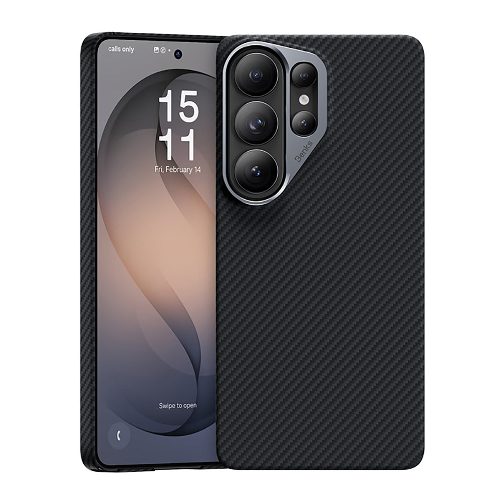 Galaxy S26 Ultra Kılıf Benks M-safe Şarj Özellikli Magnetik ArmorAir 600D Kevlar Karbon Fiber Kılıf
