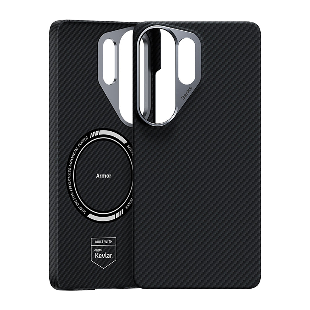 Galaxy S26 Ultra Kılıf Benks M-safe Şarj Özellikli Magnetik ArmorAir 600D Kevlar Karbon Fiber Kılıf